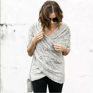 Sleeping On Snow Cabled Wrap Gray Sweater M/L